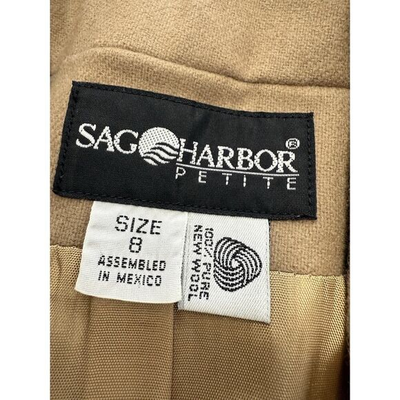 SAG Harbor 100% Wool Camel Blazer Jacket Size 8 Petite NWT Vintage Look - Picture 14 of 16